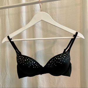 Maidenform rhinestone underwire push-up bra in black - 34B